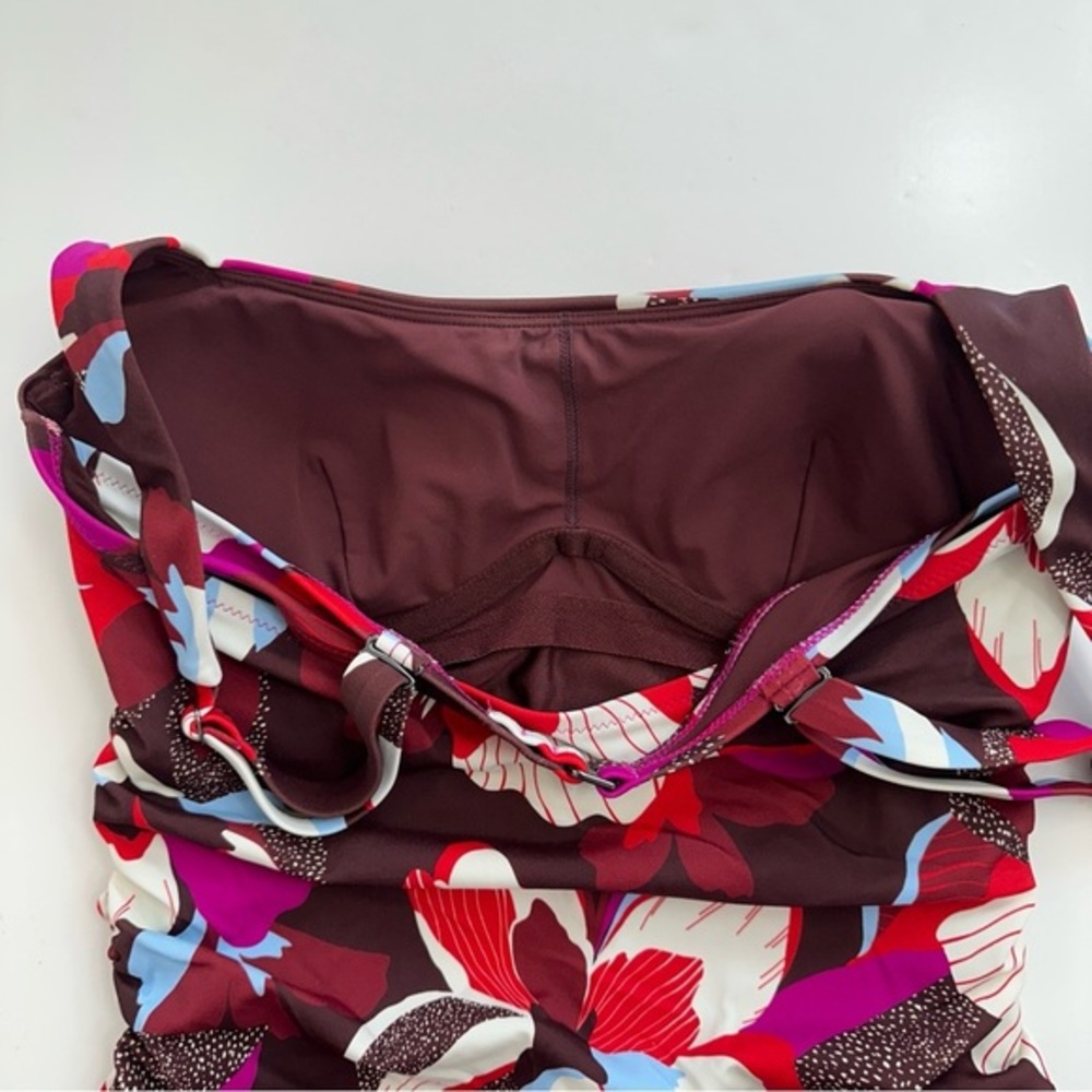 Athleta Square Neck Bra Cup Tankini Top 34B/C Hero Bloom Decadent Bottom XXS - Picture 12 of 15